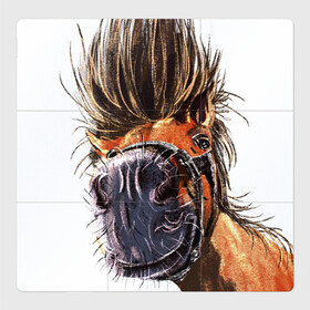 Магнитный плакат 3Х3 с принтом Лошадь  в Белгороде, Полимерный материал с магнитным слоем | 9 деталей размером 9*9 см | animal | animalistic | art | character | drawing | illustration | print | арт | животные | лошадь | принт
