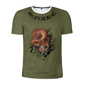 Мужская футболка 3D спортивная с принтом SnаKе в Белгороде, 100% полиэстер с улучшенными характеристиками | приталенный силуэт, круглая горловина, широкие плечи, сужается к линии бедра | snake | в топе . | в тренде | зелёный | змея | хаки