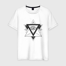 Мужская футболка хлопок с принтом Пирамида в Белгороде, 100% хлопок | прямой крой, круглый вырез горловины, длина до линии бедер, слегка спущенное плечо. | alchemy | free | illuminati | magic | masonry | mystic | occult | oldschool | providence | pyramid | sign | symbol | tattoo | алхимия | знак | иллюминат | каменщик | магия | масон | мистика | оккультизм | пирамида | провидение | символ | та