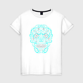 Женская футболка хлопок с принтом Череп сюрреализм в Белгороде, 100% хлопок | прямой крой, круглый вырез горловины, длина до линии бедер, слегка спущенное плечо | skull | сюрреализм | хипстер | череп | черепушка