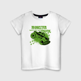Детская футболка хлопок с принтом Monster Truck в Белгороде, 100% хлопок | круглый вырез горловины, полуприлегающий силуэт, длина до линии бедер | Тематика изображения на принте: monster | truck | авто | автомобиль | иллюстрация