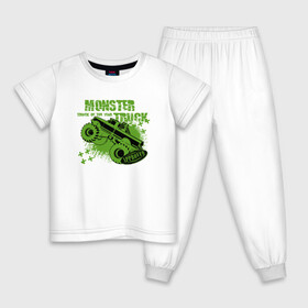 Детская пижама хлопок с принтом Monster Truck в Белгороде, 100% хлопок |  брюки и футболка прямого кроя, без карманов, на брюках мягкая резинка на поясе и по низу штанин
 | Тематика изображения на принте: monster | truck | авто | автомобиль | иллюстрация