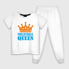 Детская пижама хлопок с принтом Королева Волейбола в Белгороде, 100% хлопок |  брюки и футболка прямого кроя, без карманов, на брюках мягкая резинка на поясе и по низу штанин
 | ball | beach | game | queen | sport | volley | volleyball | волейбол | волейболист | волейболистка | гол | игра | игрок | королева | корона | мяч | площадка | пляж | пляжный | победа | сетка | спорт | тренер | чемпион