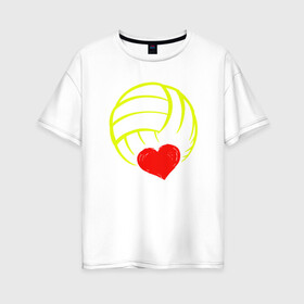 Женская футболка хлопок Oversize с принтом Volleyball Heart в Белгороде, 100% хлопок | свободный крой, круглый ворот, спущенный рукав, длина до линии бедер
 | ball | beach | game | heart | love | sport | volley | volleyball | волейбол | волейболист | волейболистка | гол | игра | игрок | мяч | площадка | пляж | пляжный | победа | сердце | сетка | спорт | тренер | чемпион