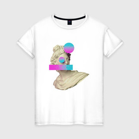 Женская футболка хлопок с принтом Современный Мыслитель в Белгороде, 100% хлопок | прямой крой, круглый вырез горловины, длина до линии бедер, слегка спущенное плечо | арт | голиаф | иллюстрация | мыслитель | статуя