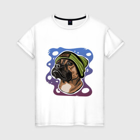 Женская футболка хлопок с принтом Боксер в Белгороде, 100% хлопок | прямой крой, круглый вырез горловины, длина до линии бедер, слегка спущенное плечо | art | boxer | dog | drawing | арт | боксер | пес | рисунок | собака