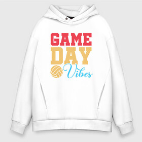 Мужское худи Oversize хлопок с принтом Game Day Vibes в Белгороде, френч-терри — 70% хлопок, 30% полиэстер. Мягкий теплый начес внутри —100% хлопок | боковые карманы, эластичные манжеты и нижняя кромка, капюшон на магнитной кнопке | Тематика изображения на принте: ball | beach | game | sport | volley | volleyball | волейбол | волейболист | волейболистка | гол | игра | игрок | мяч | площадка | пляж | пляжный | победа | сетка | спорт | тренер | чемпион