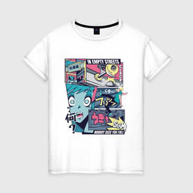 Женская футболка хлопок с принтом Vaporwave Anime Skater Boy в Белгороде, 100% хлопок | прямой крой, круглый вырез горловины, длина до линии бедер, слегка спущенное плечо | anime fan | art | fail | japan | japanese | manga character | tokyo | анимация | анимешник | арт | арты | комикс | комиксы | манга | отрисовка | паровая волна | пародия | персонаж аниме | рисунок в стиле аниме | скейтер | токио