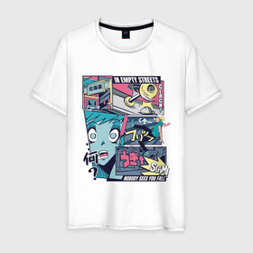 Мужская футболка хлопок с принтом Vaporwave Anime Skater Boy в Белгороде, 100% хлопок | прямой крой, круглый вырез горловины, длина до линии бедер, слегка спущенное плечо. | anime fan | art | fail | japan | japanese | manga character | tokyo | анимация | анимешник | арт | арты | комикс | комиксы | манга | отрисовка | паровая волна | пародия | персонаж аниме | рисунок в стиле аниме | скейтер | токио