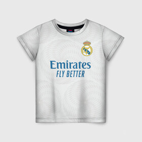 Детская футболка 3D с принтом Реал Мадрид форма 2021/2022 в Белгороде, 100% гипоаллергенный полиэфир | прямой крой, круглый вырез горловины, длина до линии бедер, чуть спущенное плечо, ткань немного тянется | 2021 | 2022 | madrid | real | испания | мадрид | новая | реал | реал мадрид | форма | футбол