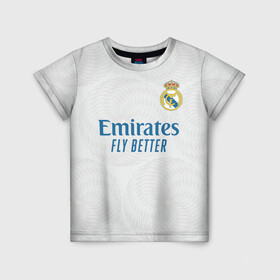 Детская футболка 3D с принтом Винисиус Реал Мадрид 2021/2022 в Белгороде, 100% гипоаллергенный полиэфир | прямой крой, круглый вырез горловины, длина до линии бедер, чуть спущенное плечо, ткань немного тянется | Тематика изображения на принте: 2021 | 2022 | junior | madrid | real | vini jr | vinicius | винисиус | винисиус жуниор | испания | мадрид | новая | реал | реал мадрид | форма | футбол