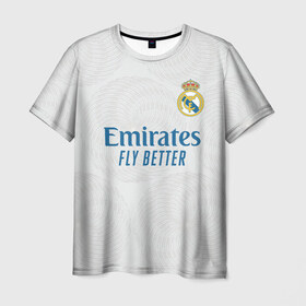 Мужская футболка 3D с принтом Бензема Реал Мадрид 2021/2022 в Белгороде, 100% полиэфир | прямой крой, круглый вырез горловины, длина до линии бедер | 2021 | 2022 | benzema | karim | madrid | real | бензема | испания | карим бензема | мадрид | новая | реал | реал мадрид | форма | футбол