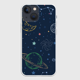 Чехол для iPhone 13 mini с принтом Космическая одиссея в Белгороде,  |  | background | галактика | звёзды | иллюстрация | луна | планеты