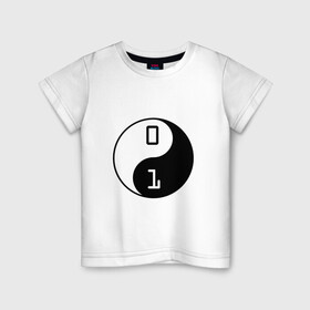 Детская футболка хлопок с принтом Инь-Ян Кодинг в Белгороде, 100% хлопок | круглый вырез горловины, полуприлегающий силуэт, длина до линии бедер | admin | it | инь ян | ит | код | кодинг | программист | сисадмин