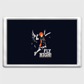 Магнит 45*70 с принтом fly high! Шоё Хината Haikyuu!! в Белгороде, Пластик | Размер: 78*52 мм; Размер печати: 70*45 | 10 номер | anime | haikyu | haikyuu | hinata shoyo | karasuno | manga | аниме | волейбол | волейбольный клуб | иероглифы | карасуно | лети высоко | лого | манга | надпись | прыжок | старшая школа | хаику | хаикую