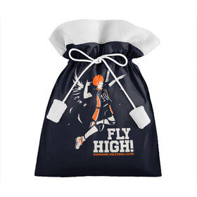 Подарочный 3D мешок с принтом fly high! Шоё Хината Haikyuu!! в Белгороде, 100% полиэстер | Размер: 29*39 см | 10 номер | anime | haikyu | haikyuu | hinata shoyo | karasuno | manga | аниме | волейбол | волейбольный клуб | иероглифы | карасуно | лети высоко | лого | манга | надпись | прыжок | старшая школа | хаику | хаикую