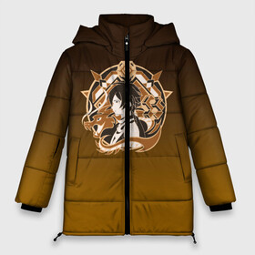 Женская зимняя куртка Oversize с принтом Genshin Impact - Zhongli в Белгороде, верх — 100% полиэстер; подкладка — 100% полиэстер; утеплитель — 100% полиэстер | длина ниже бедра, силуэт Оверсайз. Есть воротник-стойка, отстегивающийся капюшон и ветрозащитная планка. 

Боковые карманы с листочкой на кнопках и внутренний карман на молнии | anime | game | gamer | genshin | genshin impact | genshin zhongli | impact | zhongli | аниме | архонт | геншин | геншин дед | геншин джун ли | геншин импакт | гео | гео архонт | дед | джон ли | джун ли | джунли | импакт | ли юэ | 