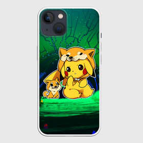 Чехол для iPhone 13 с принтом Пикачу и корги в Белгороде,  |  | anime | picachu | pikachu | аниме | милый | пика | пикачу | покебол | покемон