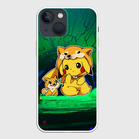 Чехол для iPhone 13 mini с принтом Пикачу и корги в Белгороде,  |  | anime | picachu | pikachu | аниме | милый | пика | пикачу | покебол | покемон