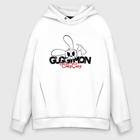 Мужское худи Oversize хлопок с принтом Guggimon Rabbit в Белгороде, френч-терри — 70% хлопок, 30% полиэстер. Мягкий теплый начес внутри —100% хлопок | боковые карманы, эластичные манжеты и нижняя кромка, капюшон на магнитной кнопке | guggimon | superplastic | иллюстрация | кролик | логотип