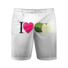 Мужские шорты спортивные с принтом I LOVE APPLE в Белгороде,  |  | иностранные | любовь | надписи | приколы | слова | юмор | яблоко