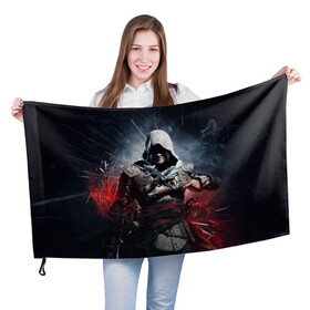 Флаг 3D с принтом Assassins Creed 4 Black Flag в Белгороде, 100% полиэстер | плотность ткани — 95 г/м2, размер — 67 х 109 см. Принт наносится с одной стороны | black flag | игра | кенуэй | черный флаг | эдвард
