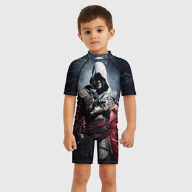Детский купальный костюм 3D с принтом Assassins Creed 4 Black Flag в Белгороде, Полиэстер 85%, Спандекс 15% | застежка на молнии на спине | black flag | игра | кенуэй | черный флаг | эдвард