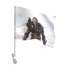 Флаг для автомобиля с принтом Assassin?s Creed Вальгалла в Белгороде, 100% полиэстер | Размер: 30*21 см | valhalla | вальгалла | викинг | ворон | ворона | игра