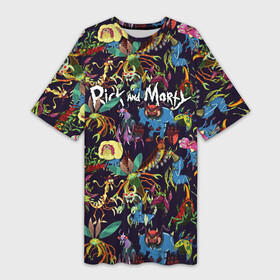 Платье-футболка 3D с принтом Monsters Rick and Morty Logo в Белгороде,  |  | Тематика изображения на принте: cn_2953927_019175 | morty | rick | rick and morty | rick and morty 5 season | shtatrm | морти | приключения рика и морти | рик | рик и морти | рик и морти 5 сезон