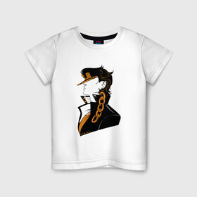 Детская футболка хлопок с принтом Jotaro Куджо в Белгороде, 100% хлопок | круглый вырез горловины, полуприлегающий силуэт, длина до линии бедер | jojo | jojo в bizarre adventure | jotaro куджо | джоджо | джотаро кудзе | характер