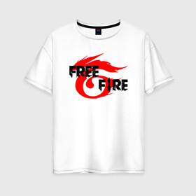 Женская футболка хлопок Oversize с принтом FREEFIRE | GARENA (Z) в Белгороде, 100% хлопок | свободный крой, круглый ворот, спущенный рукав, длина до линии бедер
 | 111dots studio | battlegrounds | free fire | freefire | game | garena | garena free fire | гарена | игра | игры | киберспорт | королевская битва | мобильная игра | онлайн игра | пабг | фри фаер | фрифаер | экшн