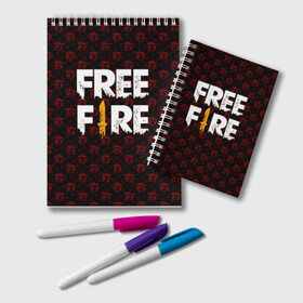 Блокнот с принтом FREEFIRE | PATTERN GARENA (Z) в Белгороде, 100% бумага | 48 листов, плотность листов — 60 г/м2, плотность картонной обложки — 250 г/м2. Листы скреплены удобной пружинной спиралью. Цвет линий — светло-серый
 | 111dots studio | battlegrounds | free fire | freefire | game | garena | garena free fire | гарена | игра | игры | киберспорт | королевская битва | мобильная игра | онлайн игра | пабг | фри фаер | фрифаер | экшн