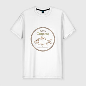 Мужская футболка хлопок Slim с принтом Большая рыбалка в Белгороде, 92% хлопок, 8% лайкра | приталенный силуэт, круглый вырез ворота, длина до линии бедра, короткий рукав | Тематика изображения на принте: рыба | рыбалка | соревнование