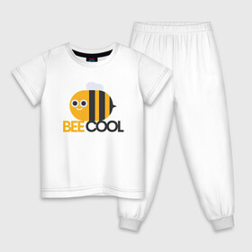 Детская пижама хлопок с принтом Bee Cool в Белгороде, 100% хлопок |  брюки и футболка прямого кроя, без карманов, на брюках мягкая резинка на поясе и по низу штанин
 | cool | арт | иллюстрация | насекомое | пчела