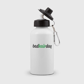 Бутылка спортивная с принтом BadHairDay в Белгороде, металл | емкость — 500 мл, в комплекте две пластиковые крышки и карабин для крепления | арт | волосы | день | иллюстрация