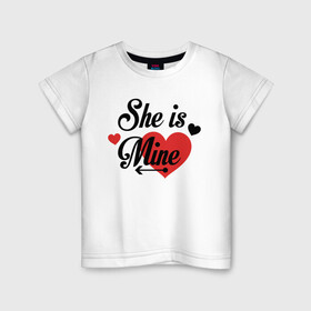 Детская футболка хлопок с принтом She is Mine в Белгороде, 100% хлопок | круглый вырез горловины, полуприлегающий силуэт, длина до линии бедер | арт | иллюстрация | любимая | моя | сердце