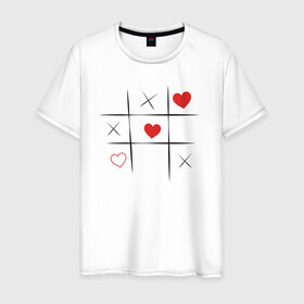 Мужская футболка хлопок с принтом Крестики сердечки в Белгороде, 100% хлопок | прямой крой, круглый вырез горловины, длина до линии бедер, слегка спущенное плечо. | art | игра | иллюстрация | крестики | сердечки