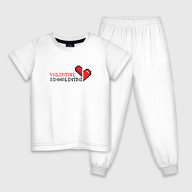 Детская пижама хлопок с принтом Schmalentine в Белгороде, 100% хлопок |  брюки и футболка прямого кроя, без карманов, на брюках мягкая резинка на поясе и по низу штанин
 | Тематика изображения на принте: валентин | влюбленный | иллюстрация | пиксель | сердце