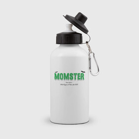 Бутылка спортивная с принтом Momster в Белгороде, металл | емкость — 500 мл, в комплекте две пластиковые крышки и карабин для крепления | Тематика изображения на принте: momster | арт | вечеринка | иллюстрация | монстры