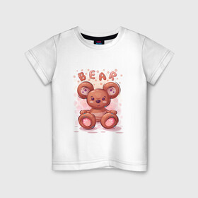 Детская футболка хлопок с принтом Медвежонок Bear в Белгороде, 100% хлопок | круглый вырез горловины, полуприлегающий силуэт, длина до линии бедер | bear | grizzly | kuma | гриззли | гризли | грозный | крутой | медведь | медвежонок | мишка
