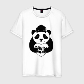 Мужская футболка хлопок с принтом Panda me. Панда в кепке в Белгороде, 100% хлопок | прямой крой, круглый вырез горловины, длина до линии бедер, слегка спущенное плечо. | panda | животное | медведи | медведь | мишки | панда | панды