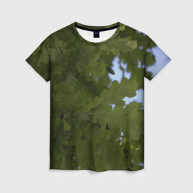 Женская футболка 3D с принтом Летние дубы в Белгороде, 100% полиэфир ( синтетическое хлопкоподобное полотно) | прямой крой, круглый вырез горловины, длина до линии бедер | дубы | лето | листва | природа