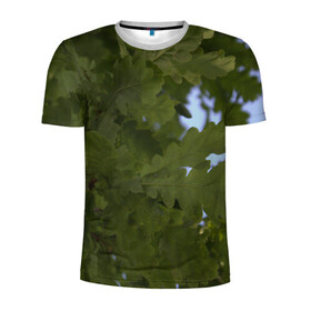 Мужская футболка 3D спортивная с принтом Летние дубы в Белгороде, 100% полиэстер с улучшенными характеристиками | приталенный силуэт, круглая горловина, широкие плечи, сужается к линии бедра | Тематика изображения на принте: дубы | лето | листва | природа