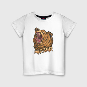 Детская футболка хлопок с принтом Дикий медведь в Белгороде, 100% хлопок | круглый вырез горловины, полуприлегающий силуэт, длина до линии бедер | bear | grizzly | kuma | гриззли | гризли | грозный | крутой | медведь | медвежонок | мишка