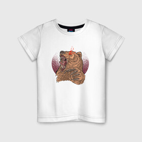 Детская футболка хлопок с принтом Злой медведь в Белгороде, 100% хлопок | круглый вырез горловины, полуприлегающий силуэт, длина до линии бедер | bear | grizzly | kuma | гриззли | гризли | грозный | крутой | медведь | медвежонок | мишка