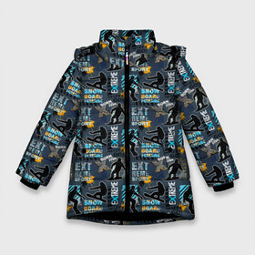 Зимняя куртка для девочек 3D с принтом SNOWBOARD в Белгороде, ткань верха — 100% полиэстер; подклад — 100% полиэстер, утеплитель — 100% полиэстер. | длина ниже бедра, удлиненная спинка, воротник стойка и отстегивающийся капюшон. Есть боковые карманы с листочкой на кнопках, утяжки по низу изделия и внутренний карман на молнии. 

Предусмотрены светоотражающий принт на спинке, радужный светоотражающий элемент на пуллере молнии и на резинке для утяжки. | biathlon | curling | figure skating | hockey | short track | skating | ski race | snowboard | sports | winter sports | биатлон | горные лыжи | зимние виды спорта | кёрлинг | конькобежный спорт | лыжные гонки | сноуборд | спорт | фигурное катание