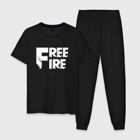 Мужская пижама хлопок с принтом FREEFIRE FF WHITE LOGO (Z) в Белгороде, 100% хлопок | брюки и футболка прямого кроя, без карманов, на брюках мягкая резинка на поясе и по низу штанин
 | Тематика изображения на принте: 111dots studio | battlegrounds | free fire | freefire | game | garena | garena free fire | гарена | игра | игры | киберспорт | королевская битва | мобильная игра | онлайн игра | пабг | фри фаер | фрифаер | экшн