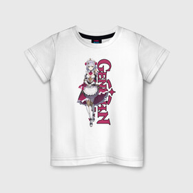 Детская футболка хлопок с принтом GENSHIN IMPACT (Noelle) в Белгороде, 100% хлопок | круглый вырез горловины, полуприлегающий силуэт, длина до линии бедер | Тематика изображения на принте: anime | game | genshin | genshin impact | impact | noelle | аниме | игра | ноэлль