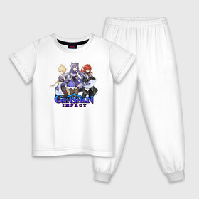 Детская пижама хлопок с принтом GENSHIN IMPACT (HEROS) в Белгороде, 100% хлопок |  брюки и футболка прямого кроя, без карманов, на брюках мягкая резинка на поясе и по низу штанин
 | anime | game | genshin | genshin impact | impact | аниме | игра