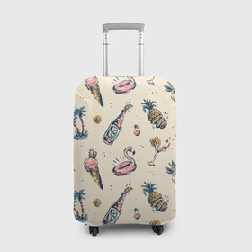 Чехол для чемодана 3D с принтом Винтажный Гавайский Рисунок в Белгороде, 86% полиэфир, 14% спандекс | двустороннее нанесение принта, прорези для ручек и колес | america | hawaian | hawaii | ice cream | lime | palms | pattern | pink flamingo | retro | summer | united states | usa | vintage | ананас | винтаж | вишня | коктейль | лайм | мороженое | надувной круг | остров | пальмы | паттерн | ретро | розовый ф